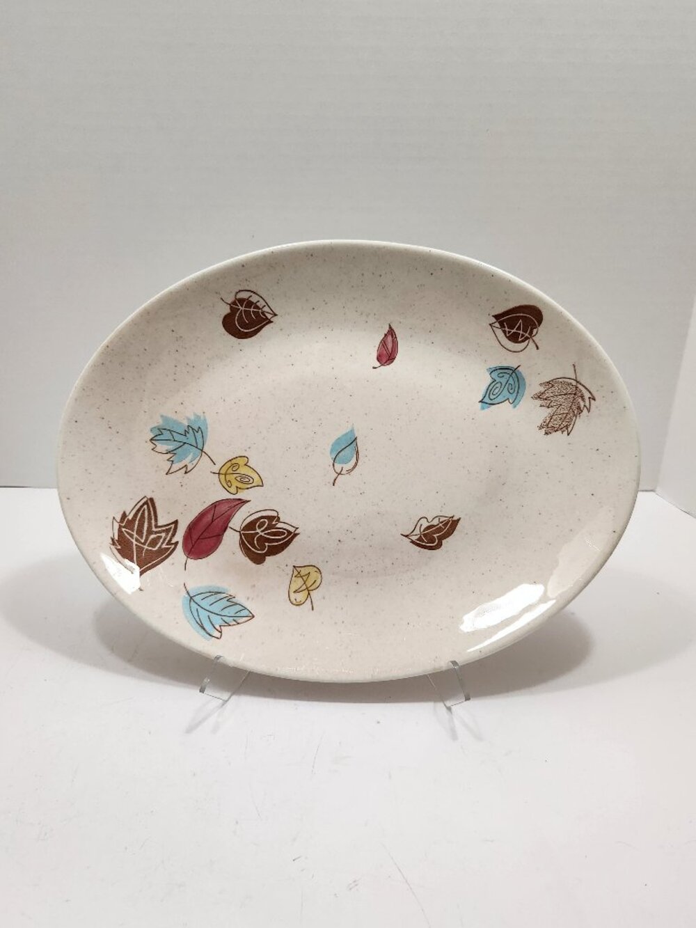 Vintage 1957 Royal China "Falling Leaves" 13" Oval Serving Platter - Mid Century